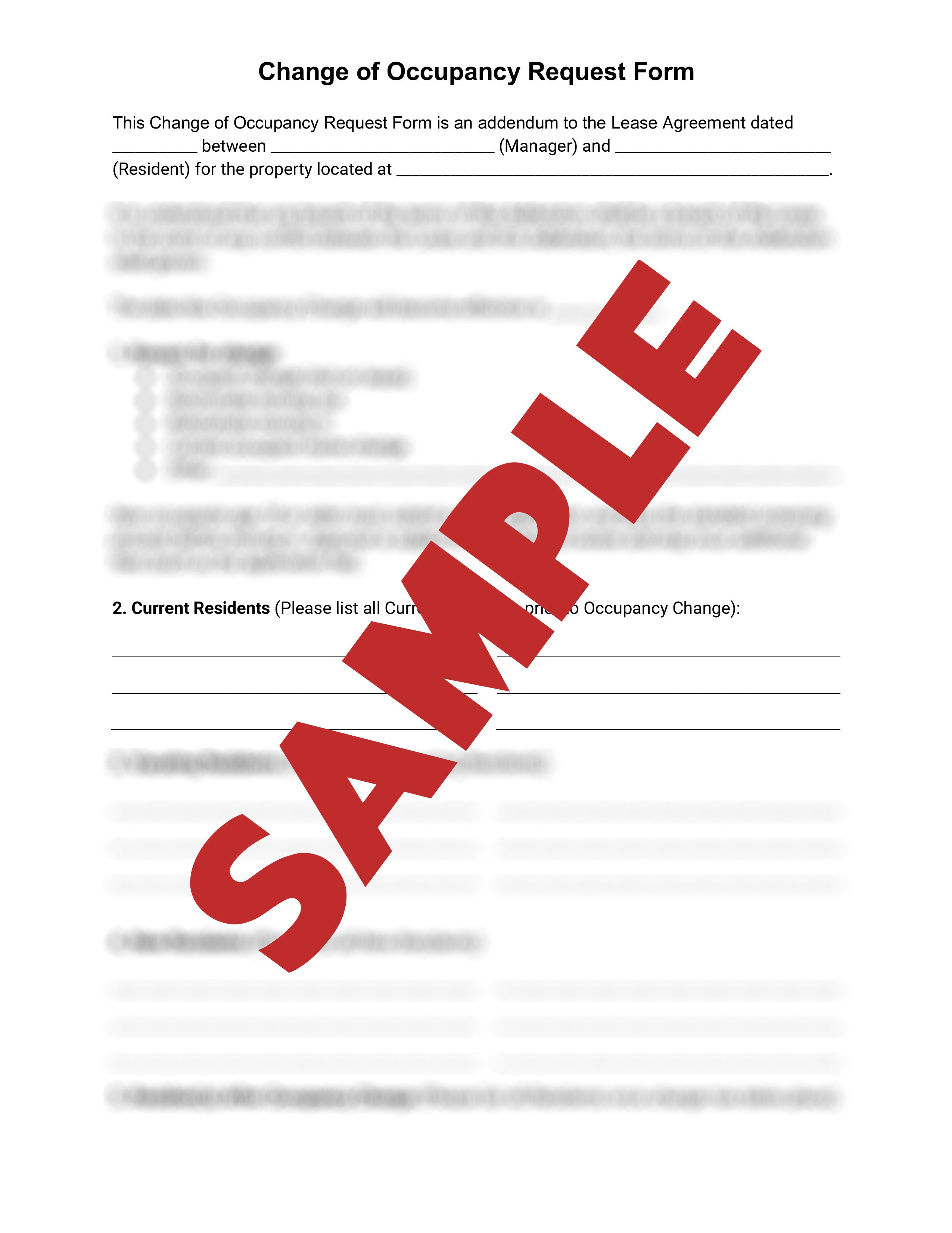 Change of Occupancy Request Form