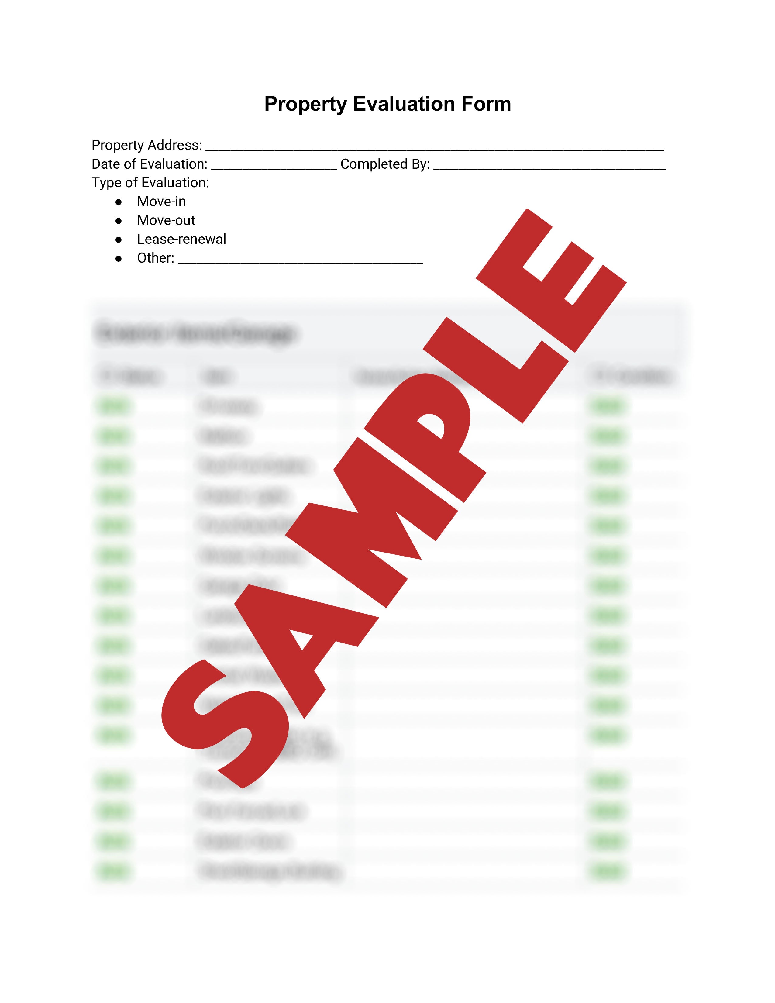 Property Evaluation Form
