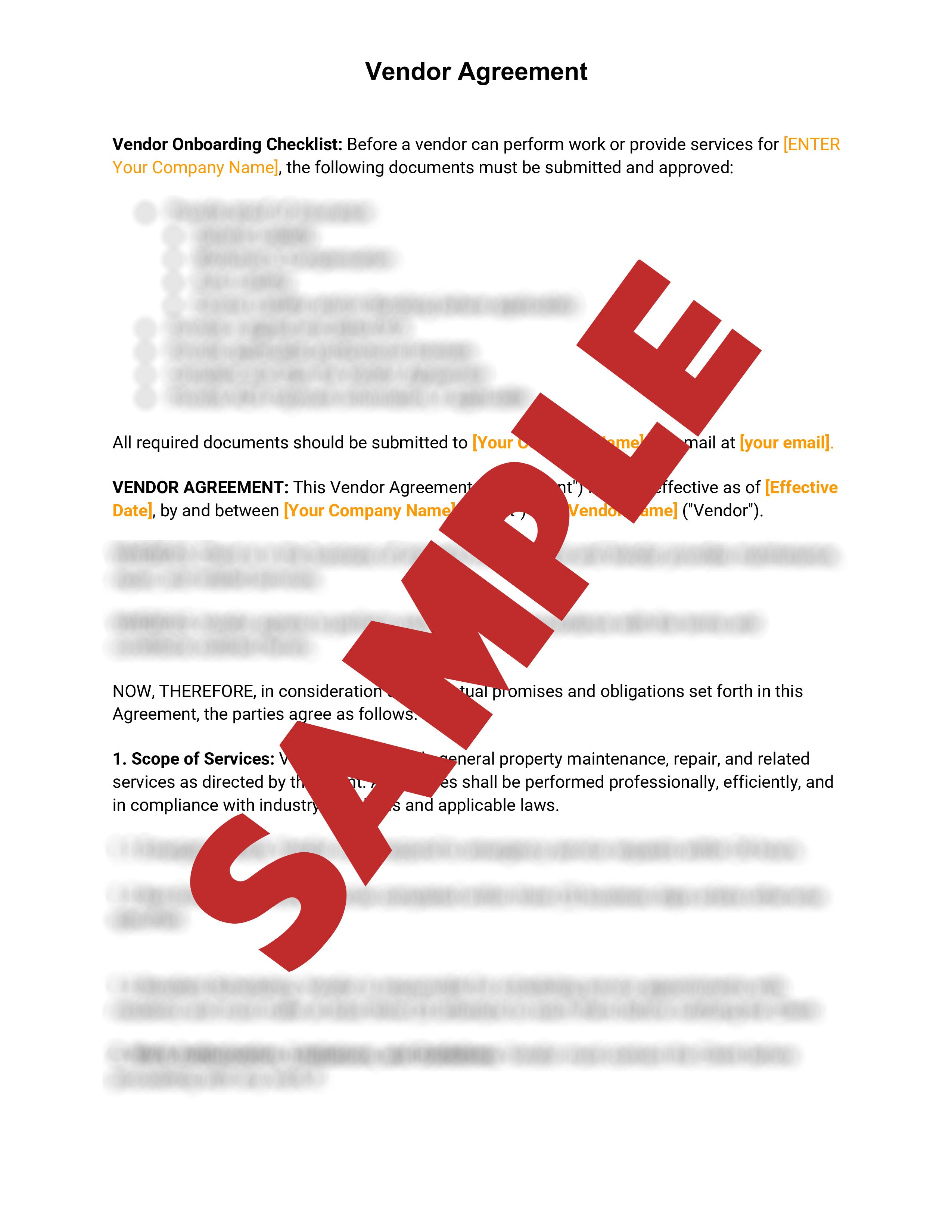 Vendor Agreement